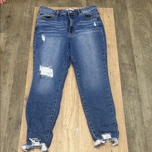 KanCan Distressed Dark Blue Boyfriend Jeans